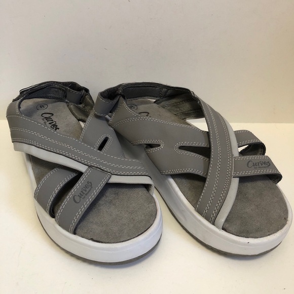 Curves Women’s Shape Up Sandals , Size 8,Rockers Exercise Toning Shoes Grey - Picture 1 of 11